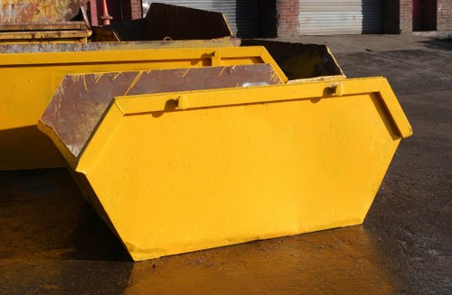 Construction site with waste containers in Knightsbridge